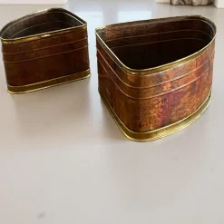 Pamono Copper and Brass Quarter Moon Planters by Company Celato Rito, 1970s, Set of 2><noscript><img width=