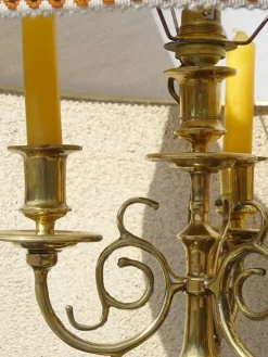Pamono Copper Bedside Lamps, 1890s, Set of 2><noscript><img width=