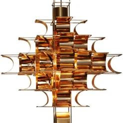 Pamono Copper Cassiope 9 Level Suspension Lamps by Sebastien Sauze, Set of 2><noscript><img width=