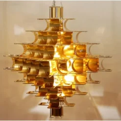 Pamono Copper Cassiope 9 Level Suspension Lamps by Sebastien Sauze, Set of 2><noscript><img width=