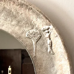 Pamono Copper Frame Mirror with Embossed Decor by Angelo Bragalini, 1950s><noscript><img width=