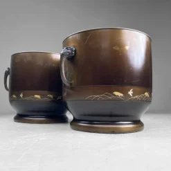Outlet Pamono Copper Hibachi Set, Japan, 1890s, Set of 2