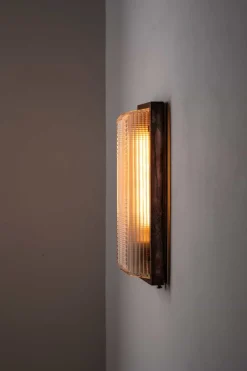Pamono Copper Pagoda Bulkhead Wall Light from Holophane, 1920s> Wall Lights & Sconces