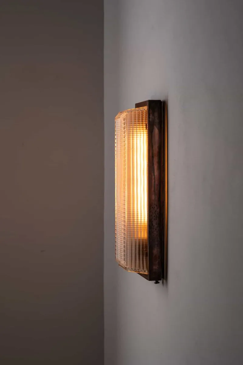 Pamono Copper Pagoda Bulkhead Wall Light from Holophane, 1920s> Wall Lights & Sconces
