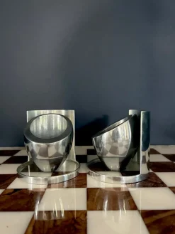 Outlet Pamono Coque Steel Candlesticks, 1970. Set of 2