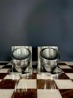 Outlet Pamono Coque Steel Candlesticks, 1970. Set of 2