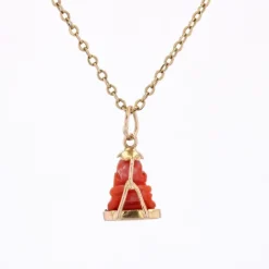 Pamono Coral 18 Karat Yellow Gold Buddha Charm Pendant, 1960s><noscript><img width=