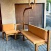 Pamono Corner Bench and Incorporated Floor Lamp attributed to Guillerme Et Chambron> Benches