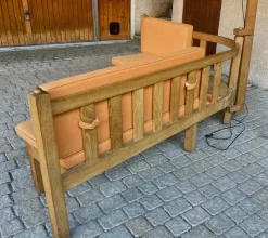 Pamono Corner Bench and Incorporated Floor Lamp attributed to Guillerme Et Chambron><noscript><img width=