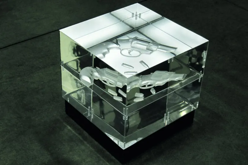 New Pamono Cosa Nostra Light Sculpture in Acrylic Glass and Leather by Barberini & Gunnell