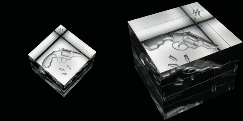 New Pamono Cosa Nostra Light Sculpture in Acrylic Glass and Leather by Barberini & Gunnell