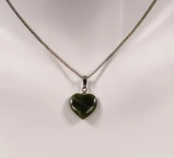 Hot Pamono Costume Necklace with a Green Nephrite Jade Heart, 1960s