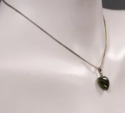 Hot Pamono Costume Necklace with a Green Nephrite Jade Heart, 1960s