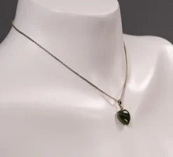 Hot Pamono Costume Necklace with a Green Nephrite Jade Heart, 1960s
