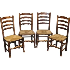 Clearance Pamono Country House Dining Chairs in Oak, Set of 4