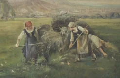 Hot Pamono Country Landscape, French School, Italian Oil on Canvas Painting