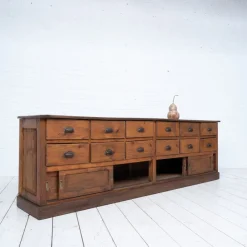 Pamono Craft Cabinet with Drawers and Sliding Doors, 1900s> Sideboards & Buffets