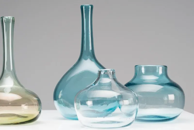 Pamono Crazy Bottles Vases by Claude and Florence Morin, Dieulefit, France, 1970s, Set of 4> Vases