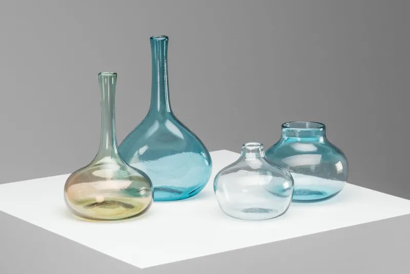 Pamono Crazy Bottles Vases by Claude and Florence Morin, Dieulefit, France, 1970s, Set of 4> Vases