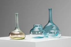 Pamono Crazy Bottles Vases by Claude and Florence Morin, Dieulefit, France, 1970s, Set of 4><noscript><img width=