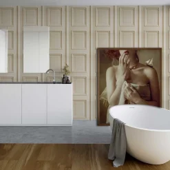 New Pamono Cream Panelling Wallpaper by Mineheart