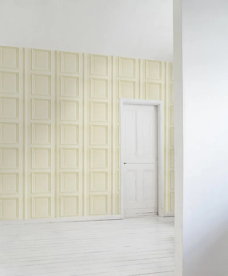 New Pamono Cream Panelling Wallpaper by Mineheart