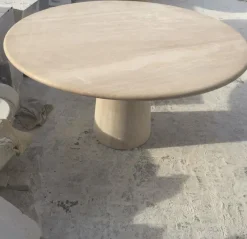 Pamono Cream Travertine Round Dining Table from My Habitat Design> Tables