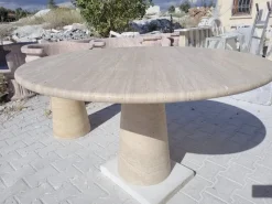 Pamono Cream Travertine Round Dining Table from My Habitat Design><noscript><img width=