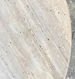 Sale Pamono Cream Travertine Round Dining Table from My Habitat Design
