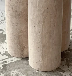 Sale Pamono Cream Travertine Round Dining Table from My Habitat Design