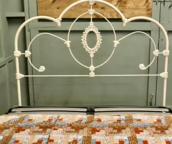 Pamono Cream Wrought Iron Double Bed, 1970s><noscript><img width=
