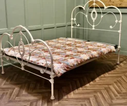 Pamono Cream Wrought Iron Double Bed, 1970s><noscript><img width=