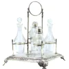 Hot Pamono Cruet with Silver Structure with Salt and Pepper Shakerand Mustard Jar