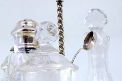 Hot Pamono Cruet with Silver Structure with Salt and Pepper Shakerand Mustard Jar