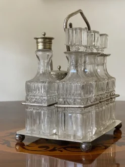 New Pamono Crystal & Silver Condiment Set with Shield & Coat of Arms, Set of 7