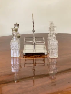 New Pamono Crystal & Silver Condiment Set with Shield & Coat of Arms, Set of 7