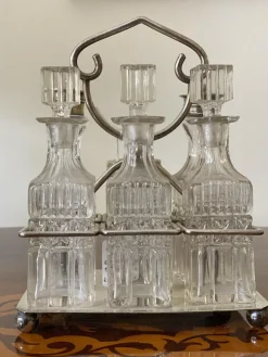 New Pamono Crystal & Silver Condiment Set with Shield & Coat of Arms, Set of 7