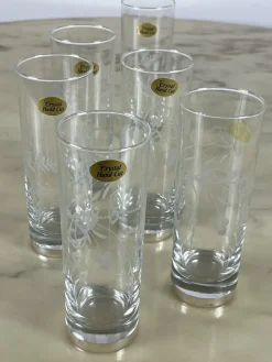 Best Pamono Crystal and Silver Glasses, 1970s, Set of 6