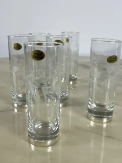 Best Pamono Crystal and Silver Glasses, 1970s, Set of 6