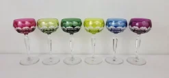 Hot Pamono Crystal Colored Wine Glasses from Val Saint Lambert, 1960s, Set of 6