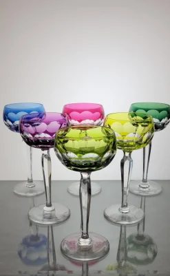 Hot Pamono Crystal Colored Wine Glasses from Val Saint Lambert, 1960s, Set of 6