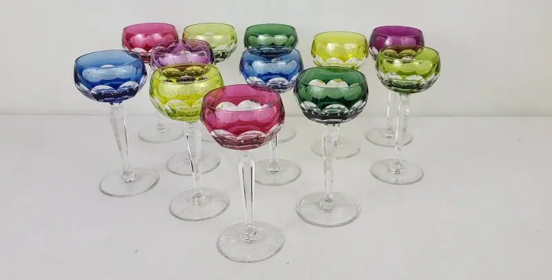 Hot Pamono Crystal Colored Wine Glasses from Val Saint Lambert, 1960s, Set of 6