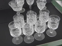 New Pamono Crystal Glasses, 1950s, Set of 12