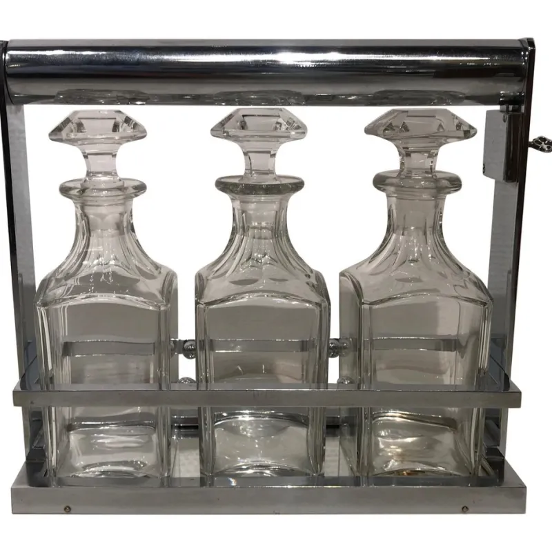 New Pamono Crystal Liquor Bottle Set by Jacques Adnet for Baccarat, Set of 4
