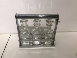 New Pamono Crystal Liquor Bottle Set by Jacques Adnet for Baccarat, Set of 4