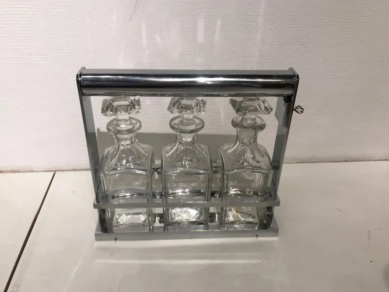 New Pamono Crystal Liquor Bottle Set by Jacques Adnet for Baccarat, Set of 4