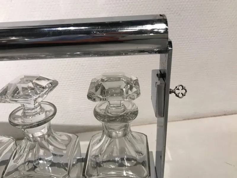 New Pamono Crystal Liquor Bottle Set by Jacques Adnet for Baccarat, Set of 4
