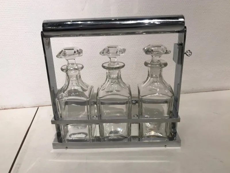 New Pamono Crystal Liquor Bottle Set by Jacques Adnet for Baccarat, Set of 4