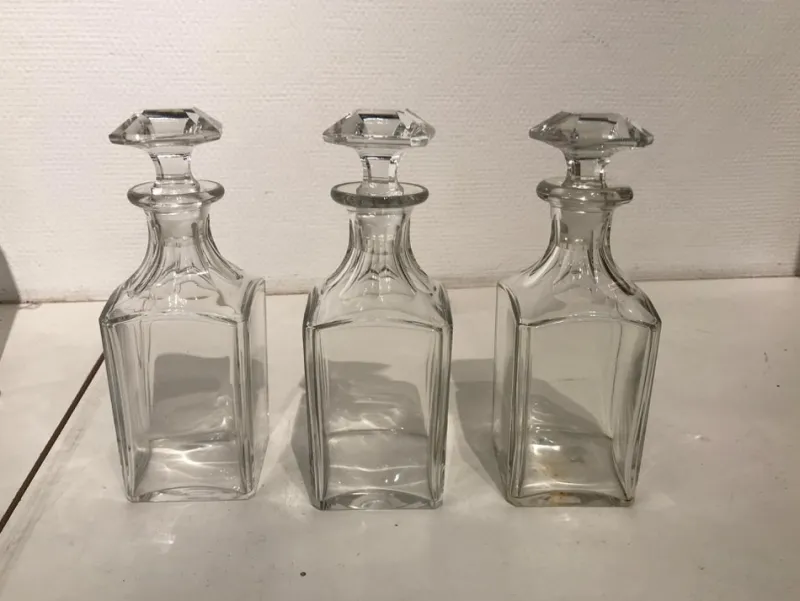 New Pamono Crystal Liquor Bottle Set by Jacques Adnet for Baccarat, Set of 4