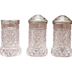 Hot Pamono Crystal Salt and Pepper Shakers, 1930s, Set of 3